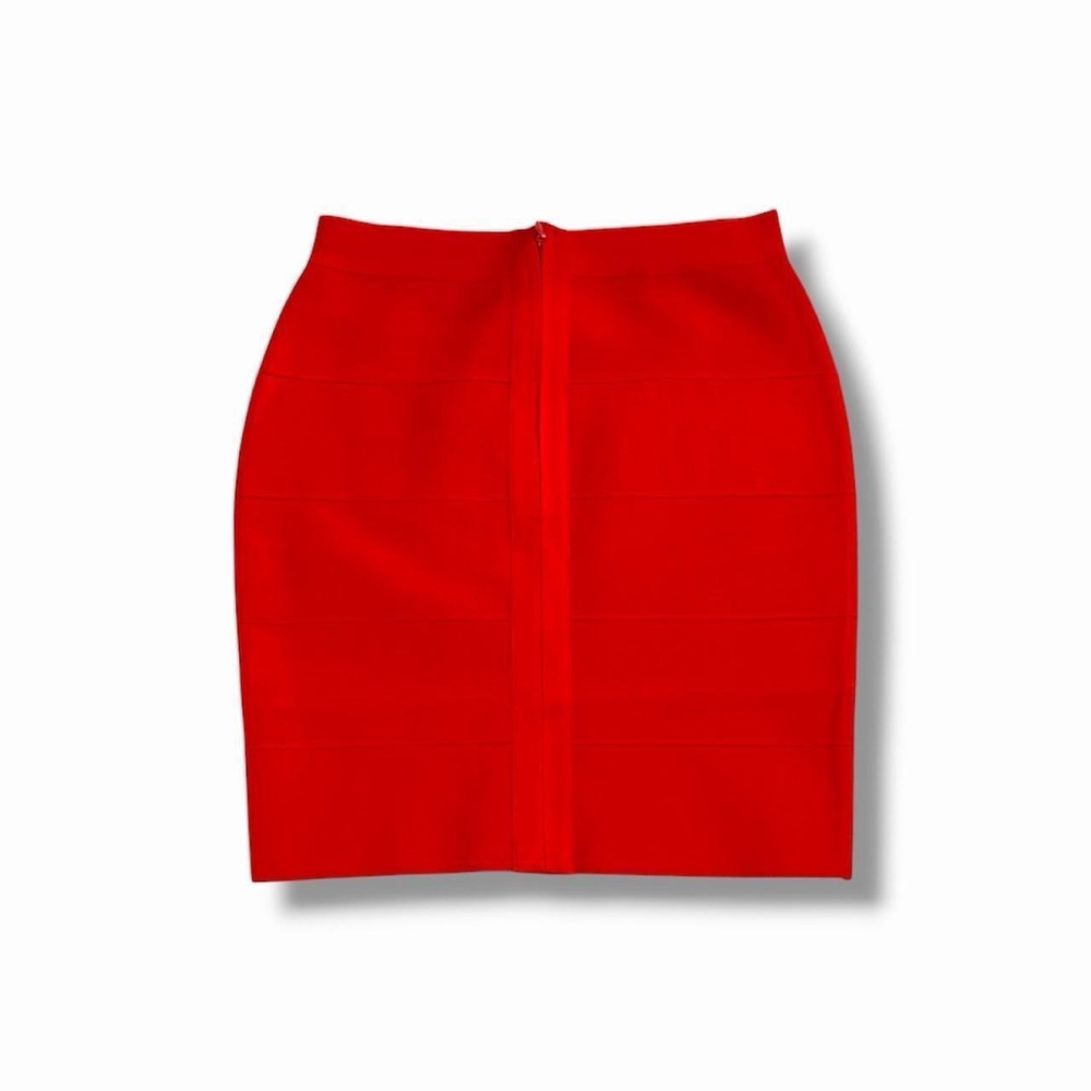 Bodycon Collection Red Ribbed Bandage Mini Skirt Sz XL - Picture 2 of 6